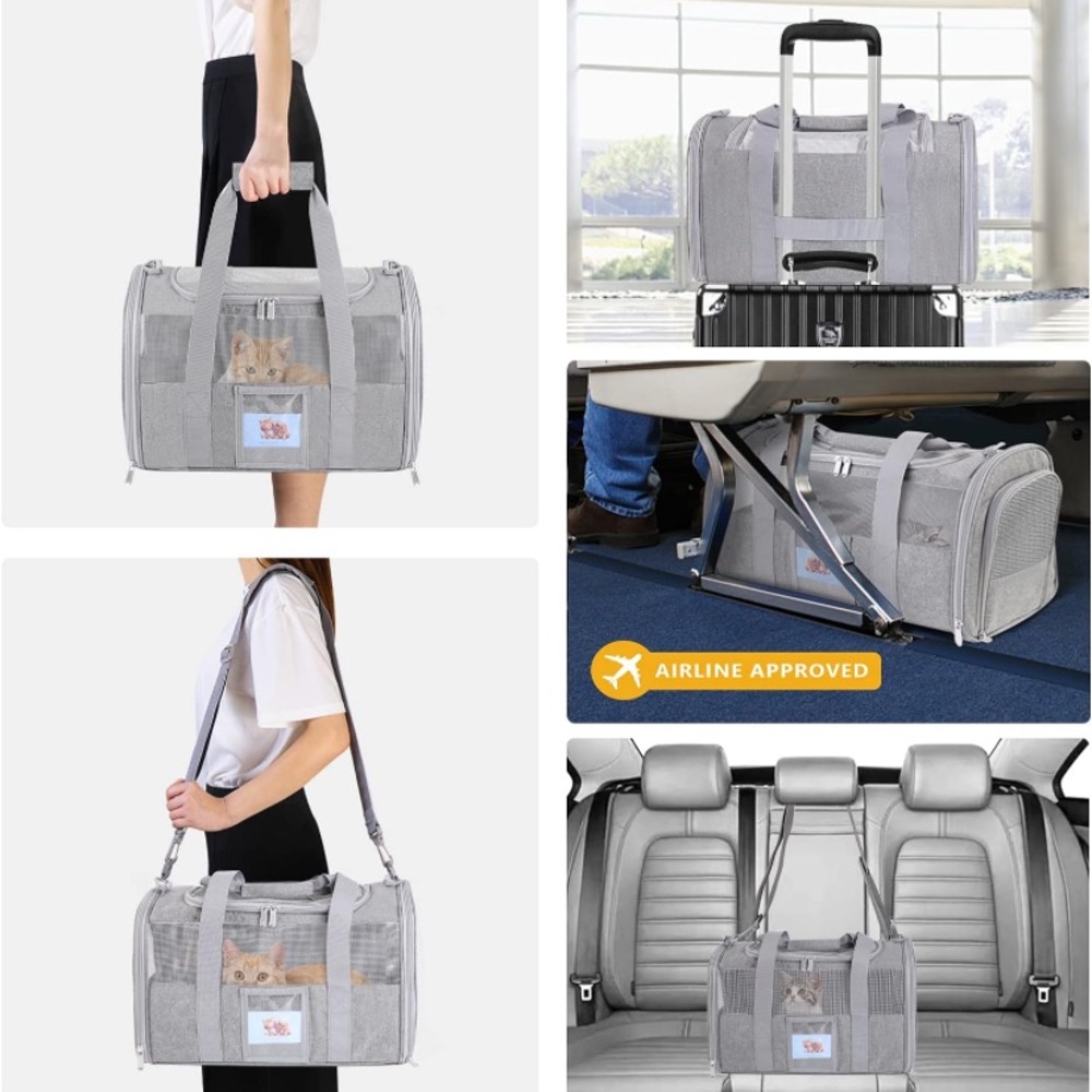 NWT Dog / cat Carrier Airline Approved, Small, up to 15lb, Collapsible Grey - Picture 6 of 7